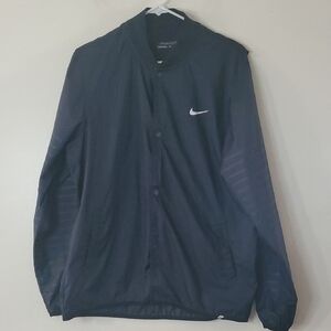 Mens Nike Button Down Windbreaker Jacket Size Large Black Golf